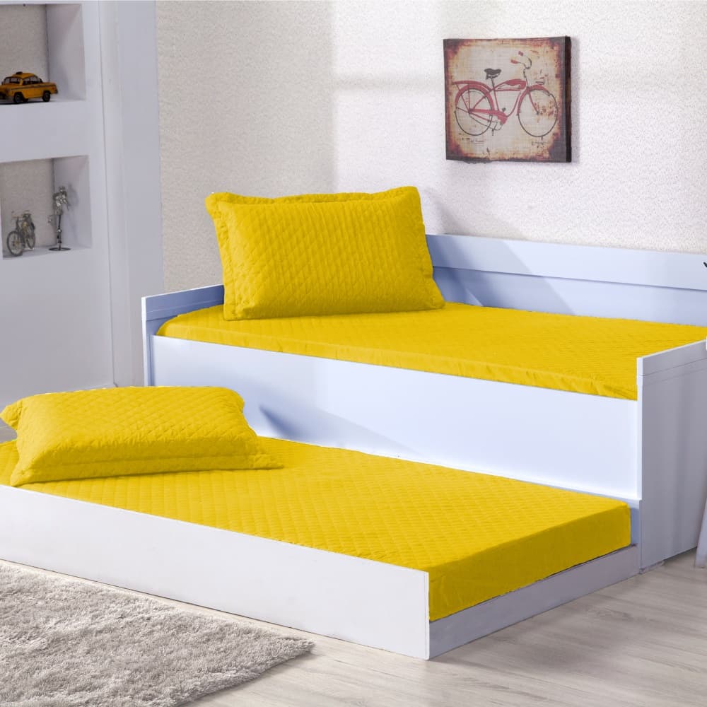 Kit Colcha Cobre Leito Solteiro Elástico Em Toda Volta Matelado Pratico 2 Peças Ideal para Bicama