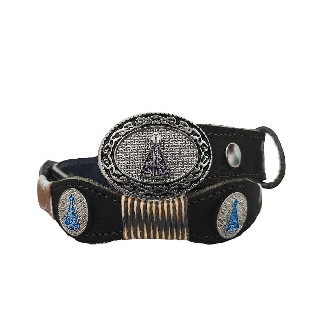 Cinto feminino Nossa Senhora de Couro Legítimo Com Apliques