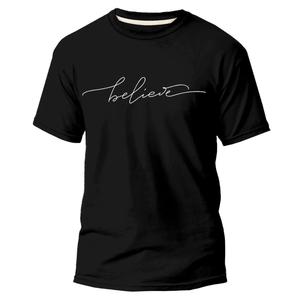 T-shirt Estampada 100% Algodão Believe Lançamento Camiseta Feminina Masculina