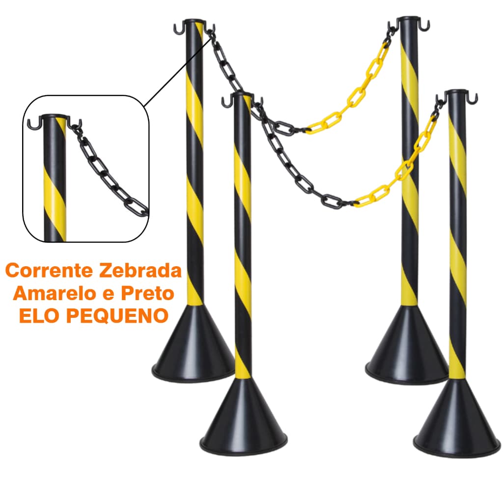 04 Organizador De Filas Pedestal +12 Metros De Corrente Sinalização Pequena