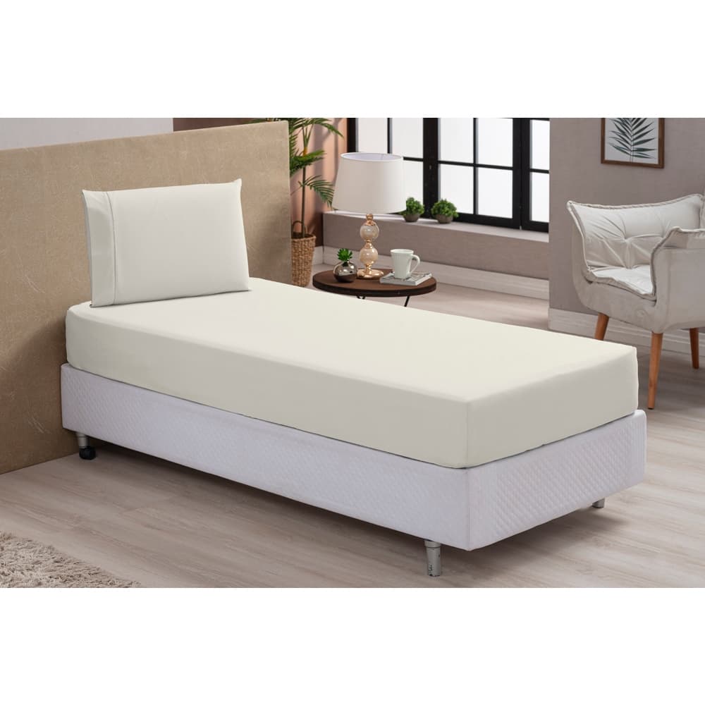 Jogo De Lençol Para Cama Solteiro 02 peças Fronha Ponto Palito 400 Fios