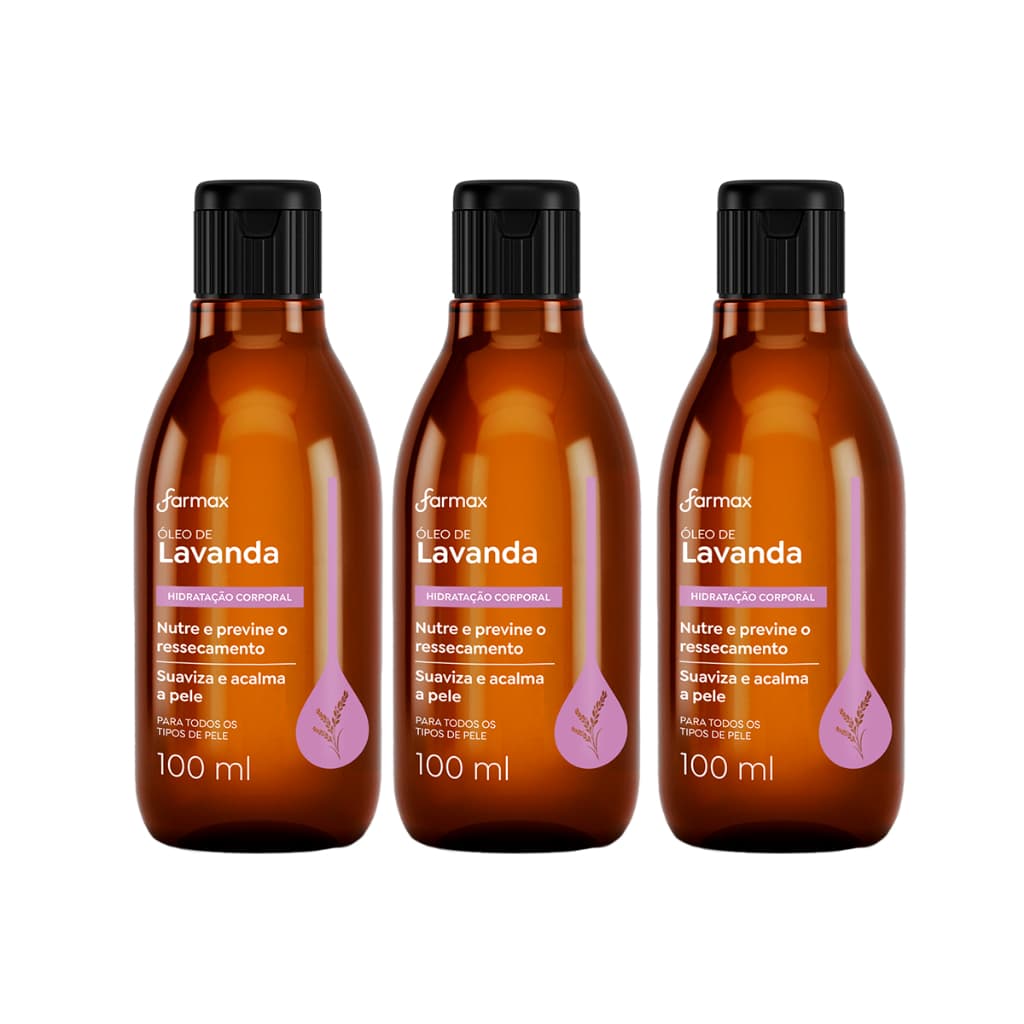 Kit 3un Óleo Corporal Lavanda Farmax - 100ml