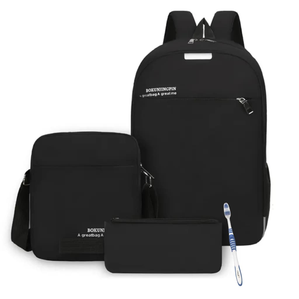 Mochila Conjunto Lancheira Estojo com Design Refletor