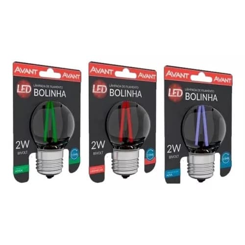 Lâmpada Decorativa Filamento LED Colorida 2w bivolt Avant Azul/Vermelha/Verde