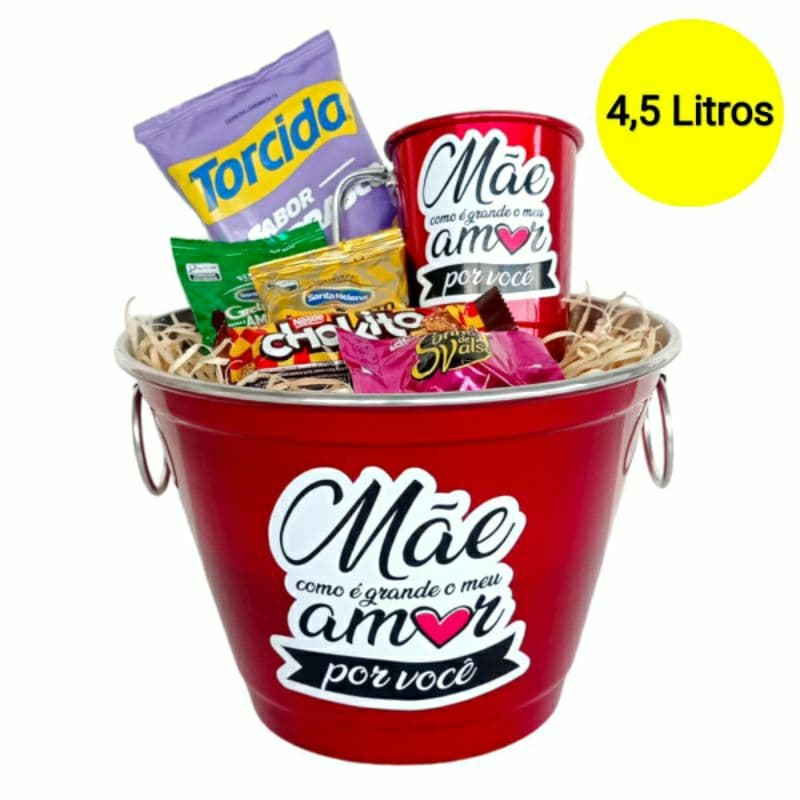 Kit Boteco Com Balde de Gelo e Caneca de Alumínio Com Aperitivos Dia das Mãe