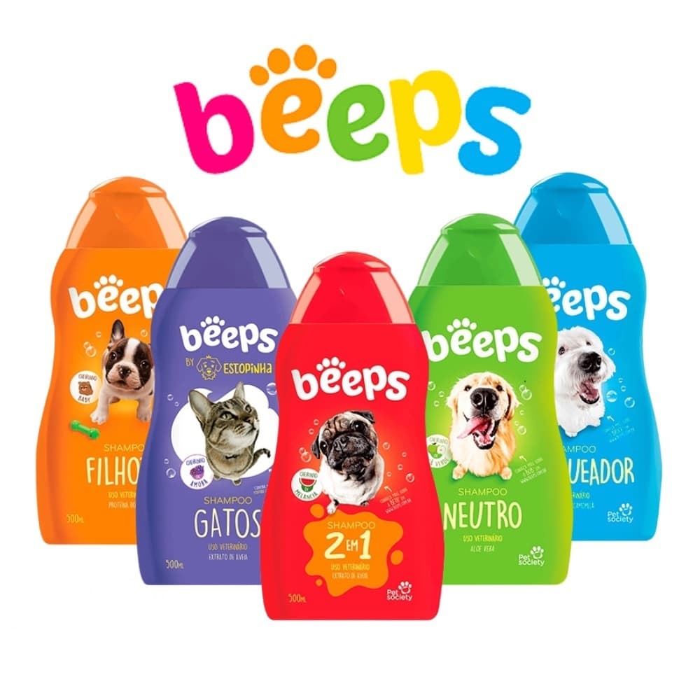 Beeps Shampoo Branqueador Beeps Neutro Beeps Condicionador Beeps Melancia Shampoo Cachorro e Gatos