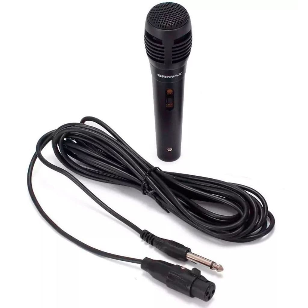 Microfone Dinâmico Cabo 5m Caixa De Som Karaokê P10 Cor Preto