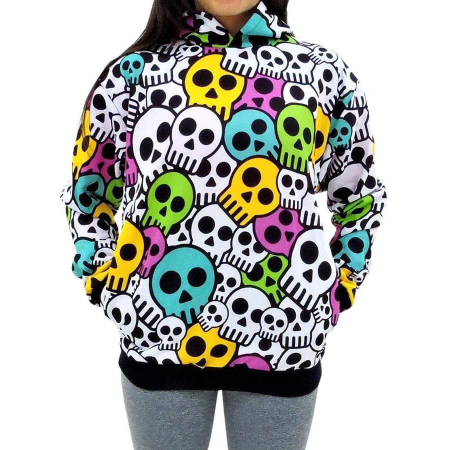 Blusa Moletom Adulto Com Capuz Inverno Caveira Feminino