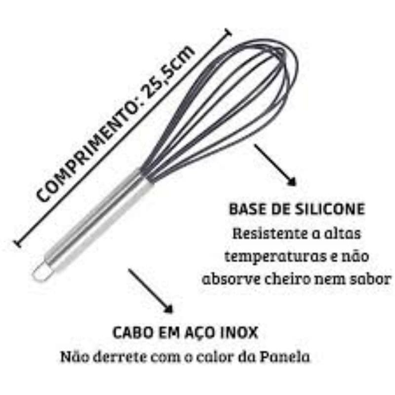Batedor Siliconado Fuê Manual Cabo em Aço Inox 25 cm