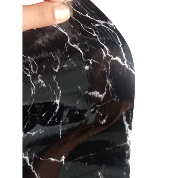 Adesivo Piso Bancada Mármore Preto Vinil Brilho 1,00x 0,60