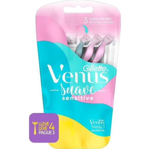Vênus Aparelho Descartável Gillette Sensitive ou Suave Kit com 4 ou 2 Unidades