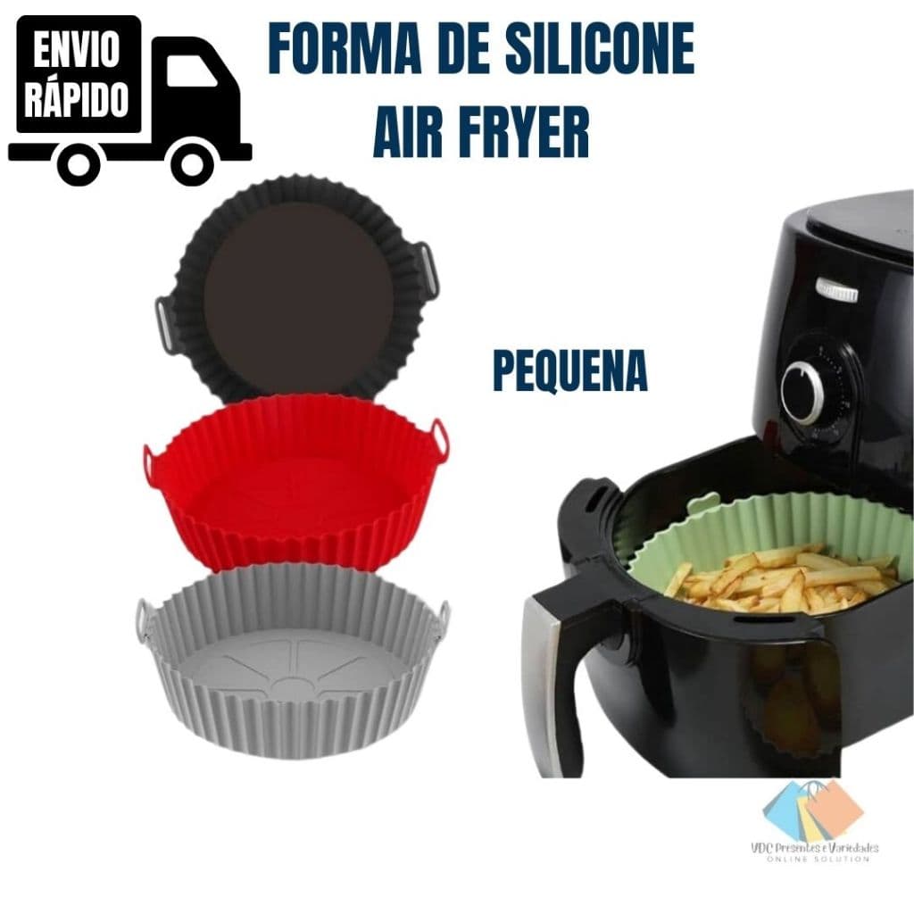 Forma Assadeira Redonda Silicone Air Fryer Fritadeira Forno Microondas
