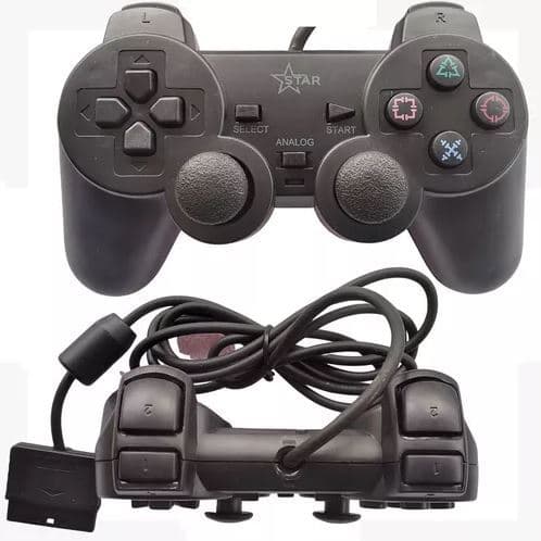 Controle para Playstation 2 / PS2 Com Fio - Cor preto fosco. Star