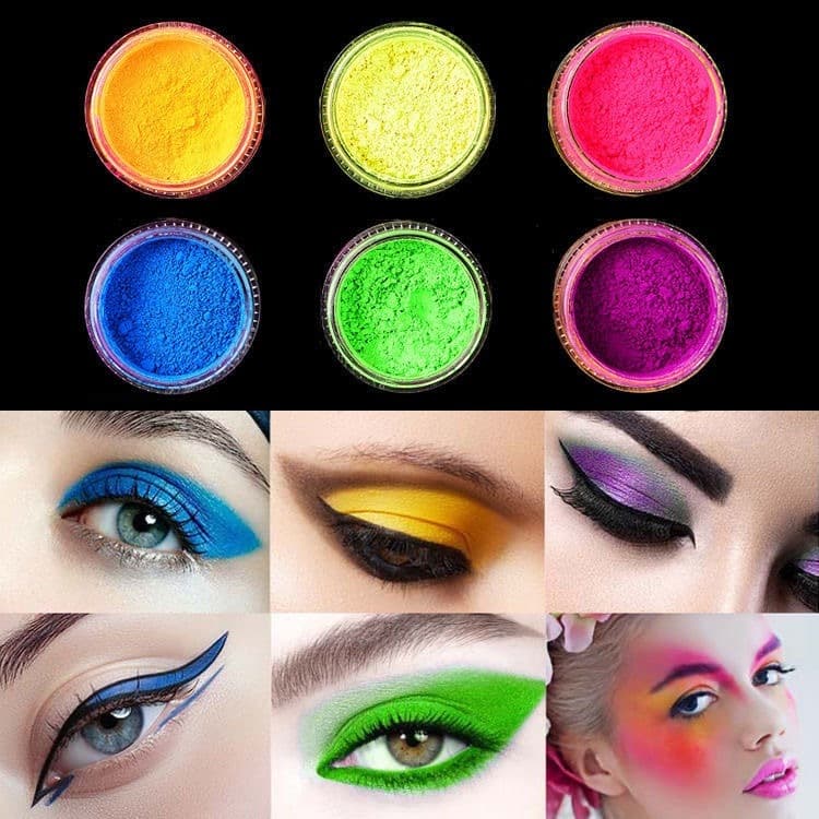 kit 6 Torre de pigmento neon pó unhas maquiagem Rainbow Tower，Adequado para maquiagem de olhos de festa de carnaval