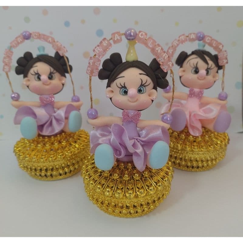 5 porta jóias Palhacinhas biscuit Circo Rosa Festa Envio em 15 dias úteis.