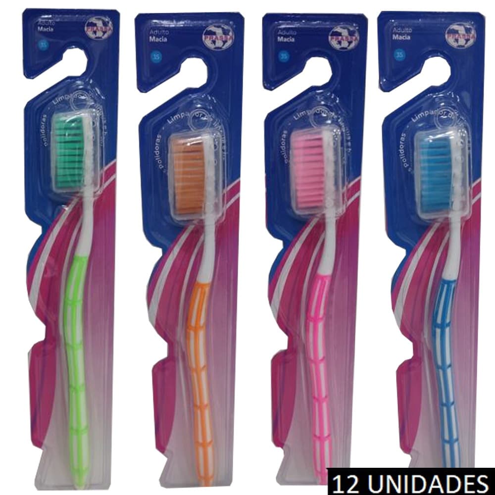Kit Escova de Dente Média Adulto Pacote 12 Unidades