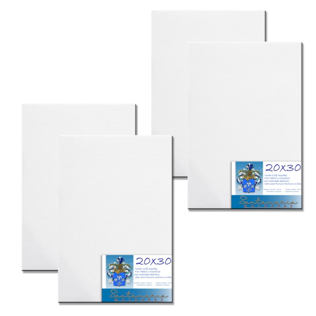 Kit 04 Telas De Pintura 20x30 Prontas Para Uso 100% Algodão