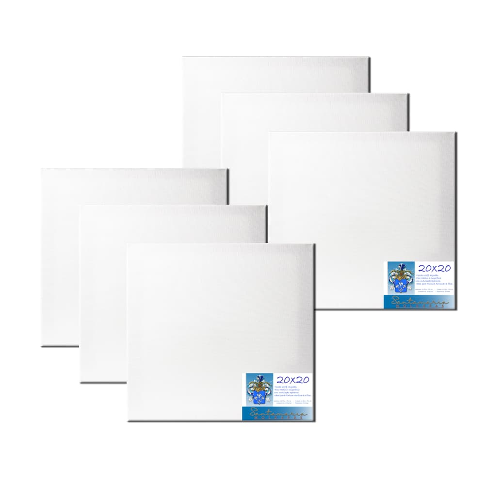 Kit 6 Telas 20x20 Para Pintura Pronta Para Uso 100% Algodão