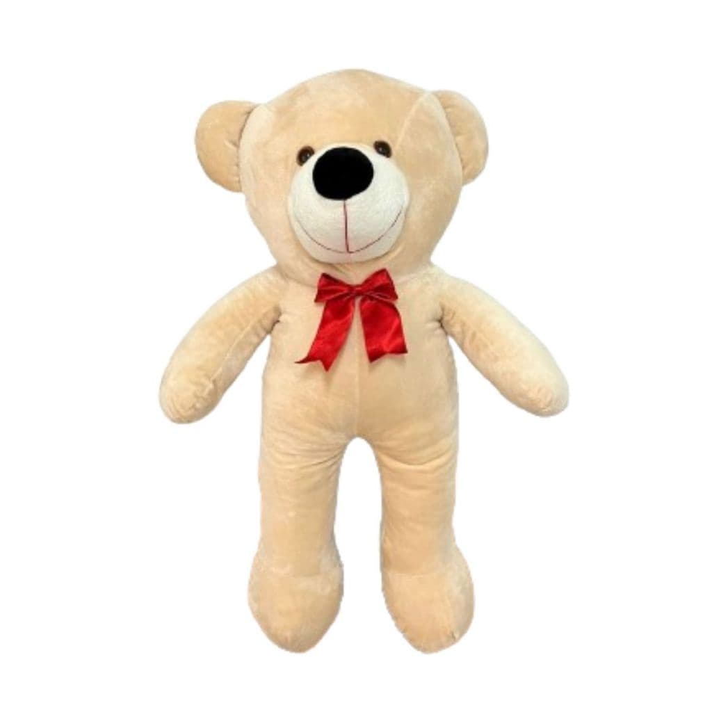 Urso De Pelúcia 65cm Com Laço Vermelho Presente Decoração Antialérgico