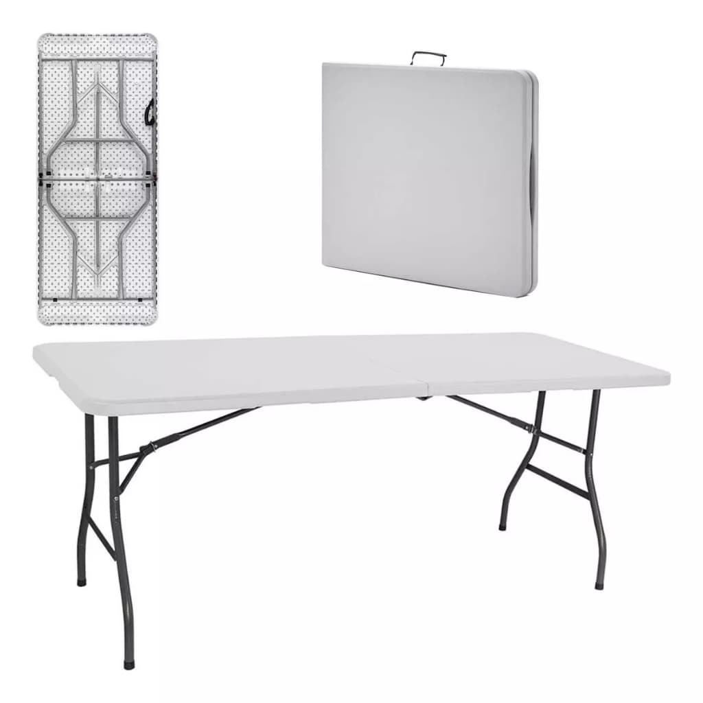 Mesa Portátil 1,80 Dobrável Até 150kg Vira Maleta Com Alça para Camping Praia Prática