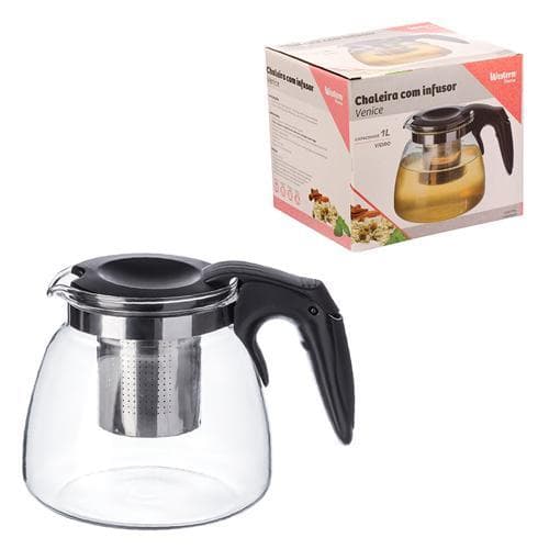 Chaleira Bule Com Infusor Vidro Chá 1 Litro