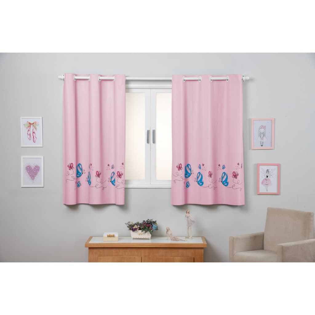 Cortina Blackout Corta Luz PVC 2,20m x 1,30m Quarto Sala Cozinha Cortina Infantil Borboleta