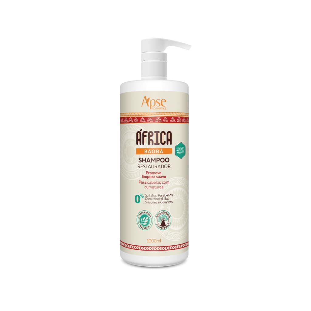 Shampoo Restaurador Baobá África 1000ml + Apse + LInha PROFISSIONAL