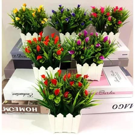 Mini Buquê de Capim C/Flor Planta Artificial Flores Artigo de Decoração Casamento Enfeite de Mesa - CS6579