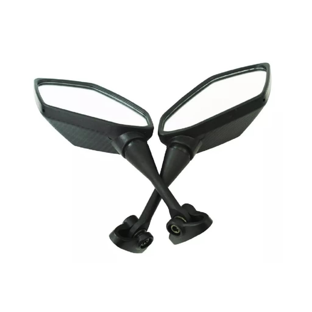 Par De Espelhos Retrovisor Moto Universal Carbono Carbon Motos Carenagem Lente na Cor Prata ou Azul