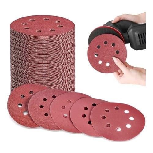 100x Disco Lixa Velcro Roto Orbital Lixadeira 8 Furos 125mm Lixas Com Velcro Para Madeira Ferro Metal