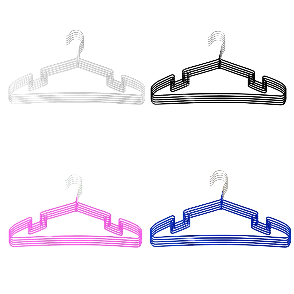 Cabides Aço Emborrachado Com Cava Reforçado Diversas Cores Branco Azul Rosa Preto