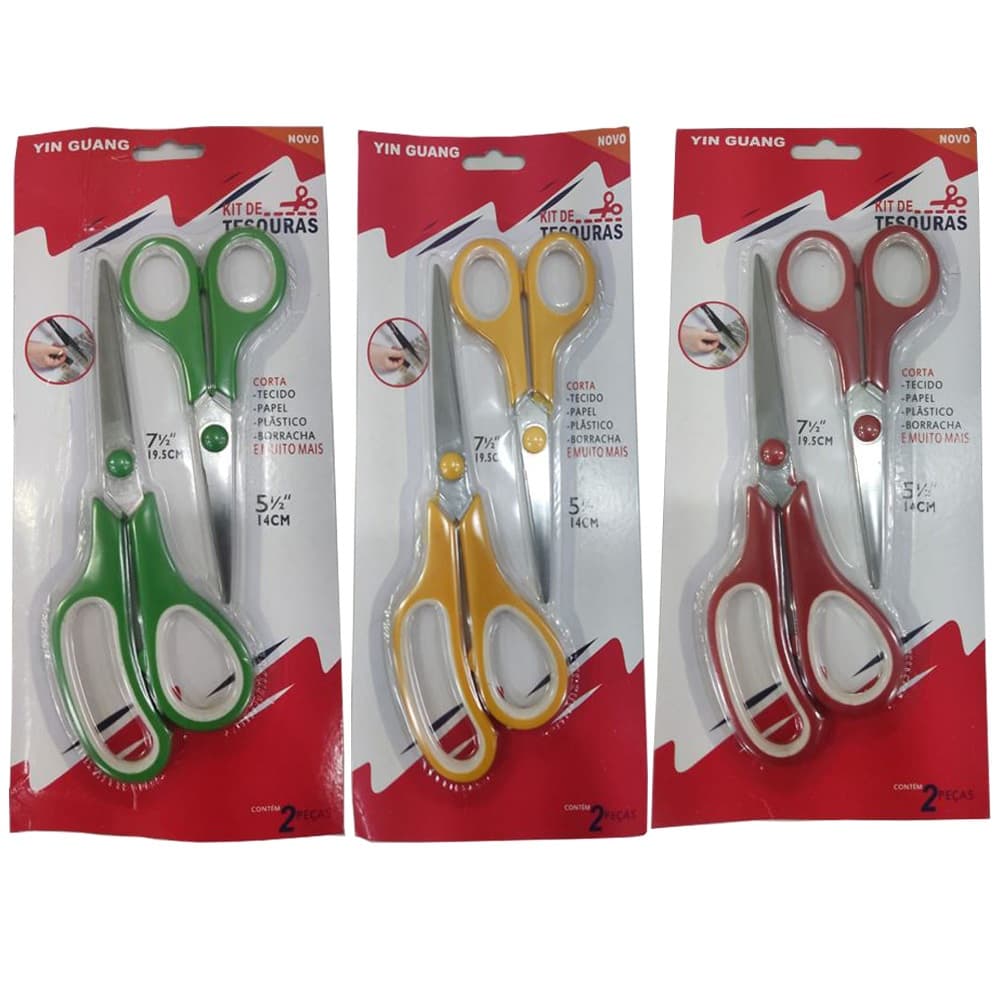 Kit 2 Tesouras Multiuso Multi Funções Cabelo Papel Plástico Costura e Utilidades cozinha Tesoura