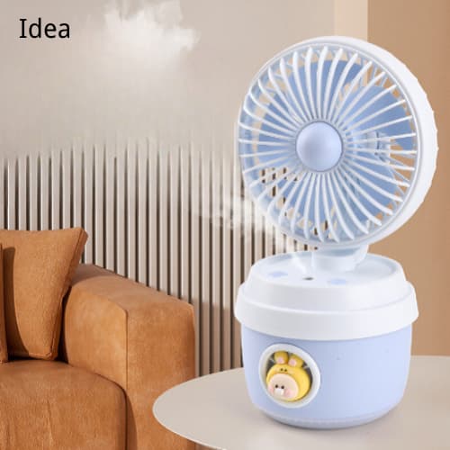 Ventilador recarregável portátil em forma de copo com umidificador de névoa resfriado a água