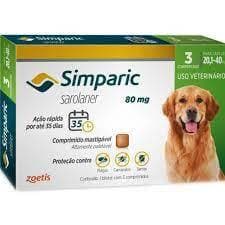 Antipulgas e Carrapatos Simparic 80mg para Cães 20 a 40Kg - 3 Comprimidos