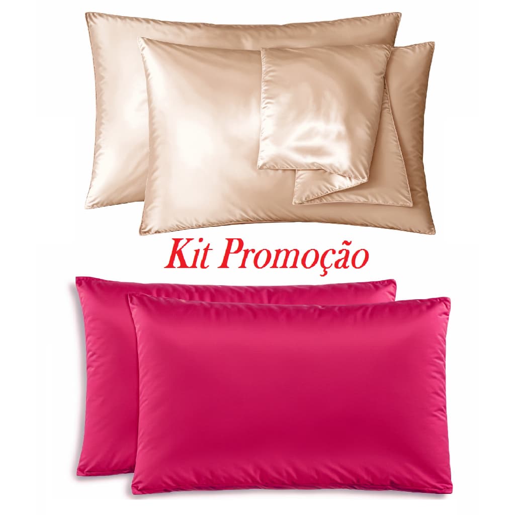 Kit 4 Fronhas de Cetim Antifrizz 50x70 Diversas Cores 100% Cetim Premium (4 unidades)