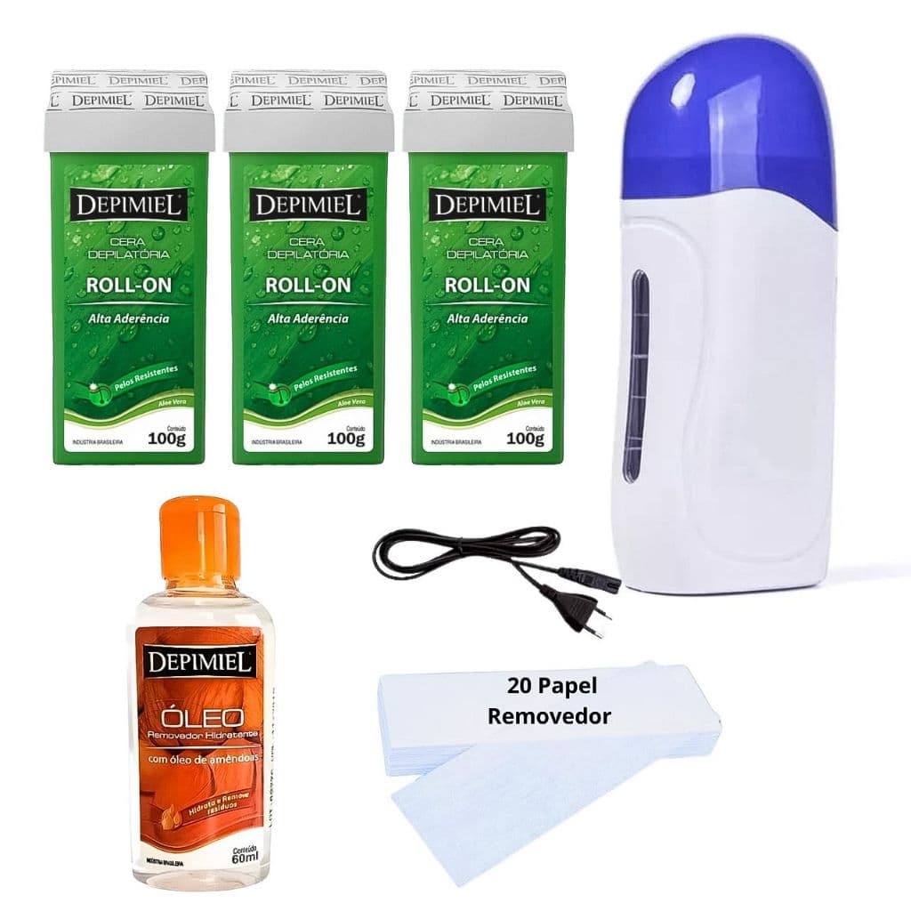 KIT Aparelho Aquecedor De Cera Quente Roll On + 3 Refil De Ceras Rolon N°9