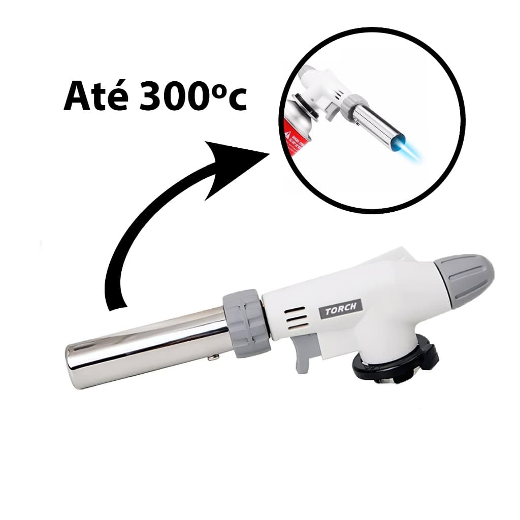Maçarico Culinário Gourmet Profissional Portatil para Cozinha e Confeitaria Multiuso com Controle de Chama - Ideal para Flambar
