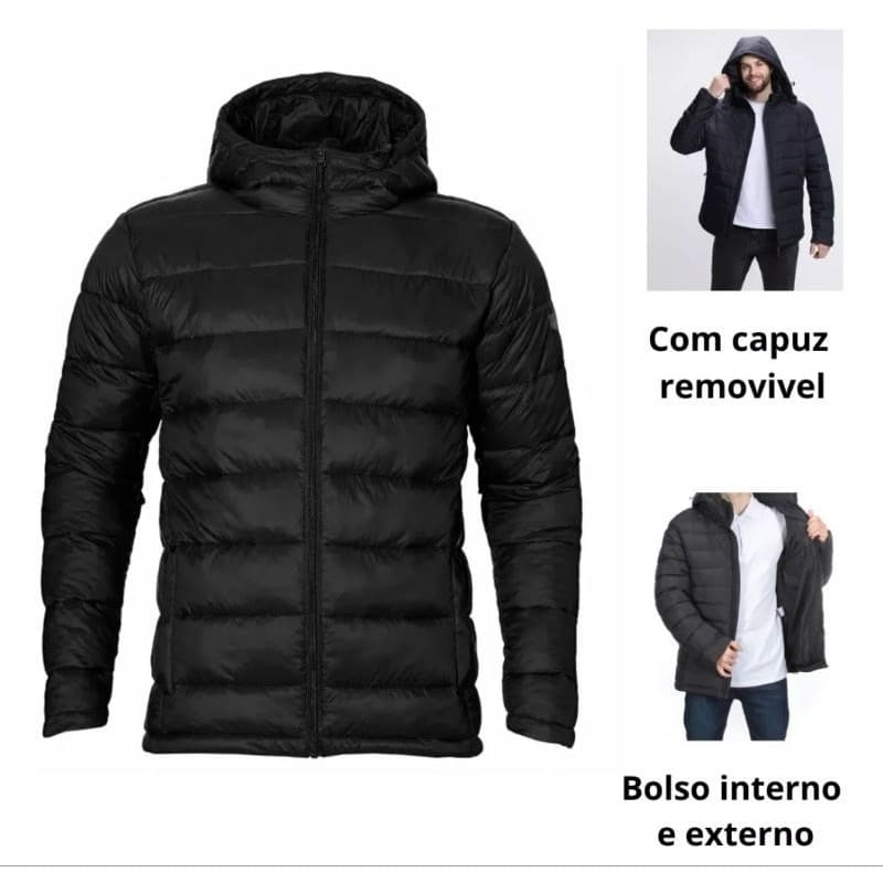 Jaqueta Bobojaco Impermeável Puffer Corta Vento Nylon Capuz