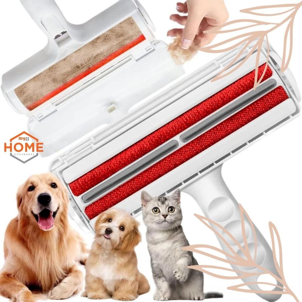 Rolo Removedor Tira Pelos Pet Fiapos Cabelos Plástico com Dispenser e Lavável
