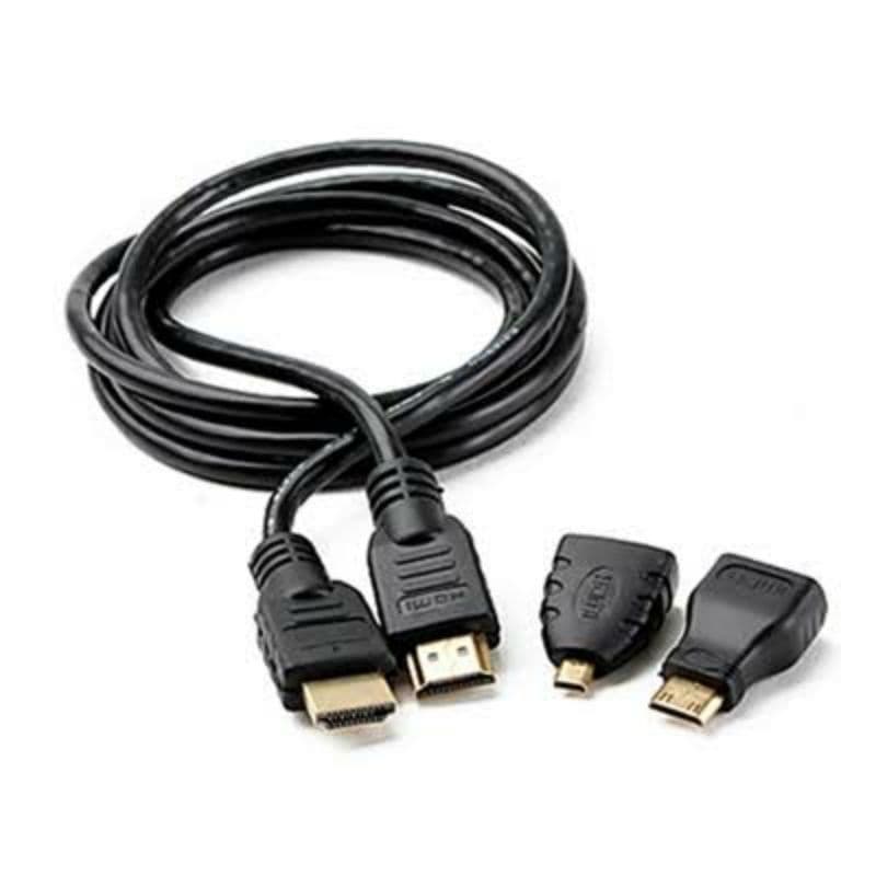 Kit Cabo hdmi 1.5m com adaptador micro hdmi e mini hdmi 3 em 1