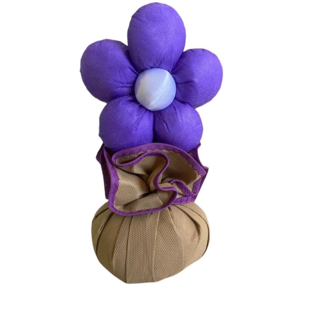 Peso de Porta Decorado Flor Roxa Dupla Função Segurar e Decorar