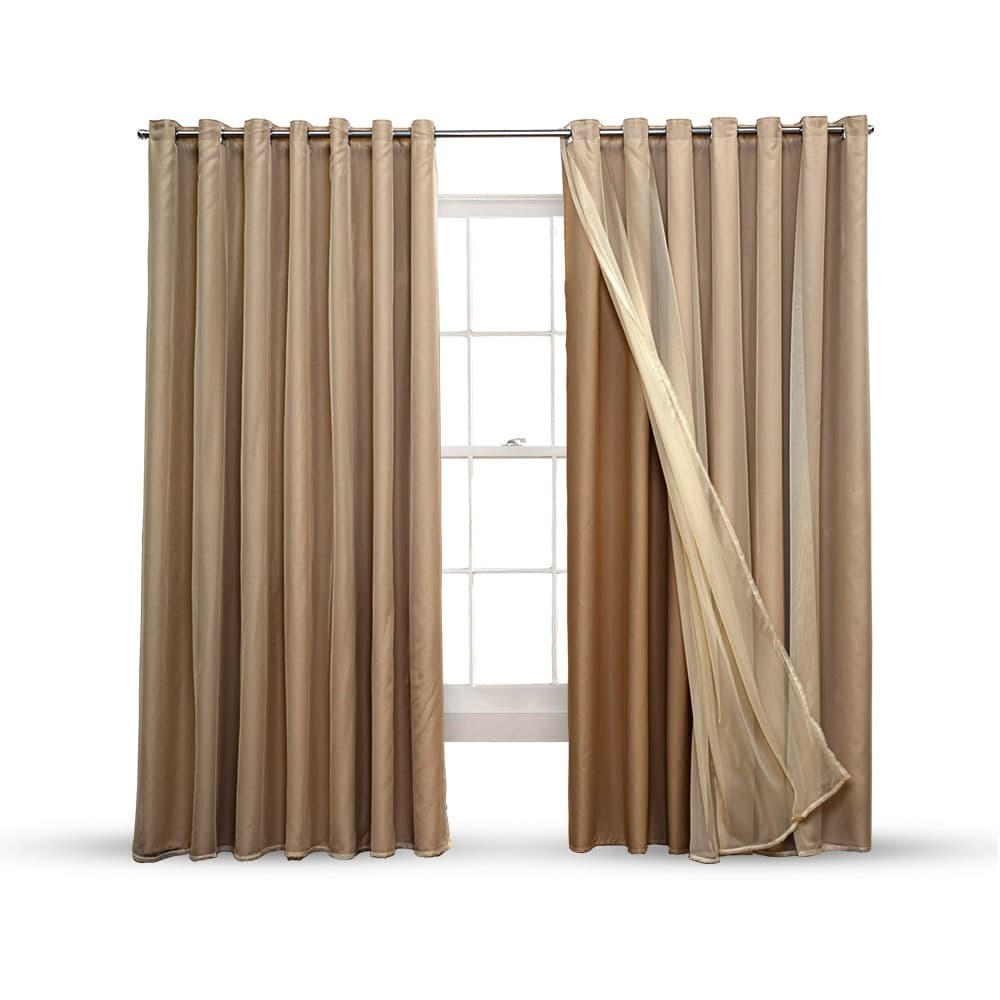 Cortina Voil Com Forro Blackout Tecido 4,00X2,70  - Cortina Para janela de Sala ou Quarto