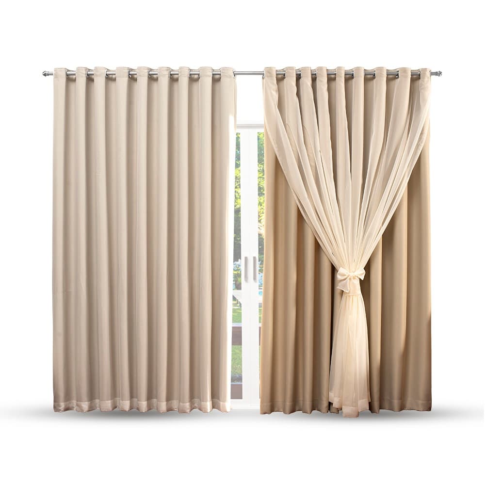 Cortina Voil Com Forro Blackout Tecido 3,00X2,70 - Cortina Para janela de Sala ou Quarto