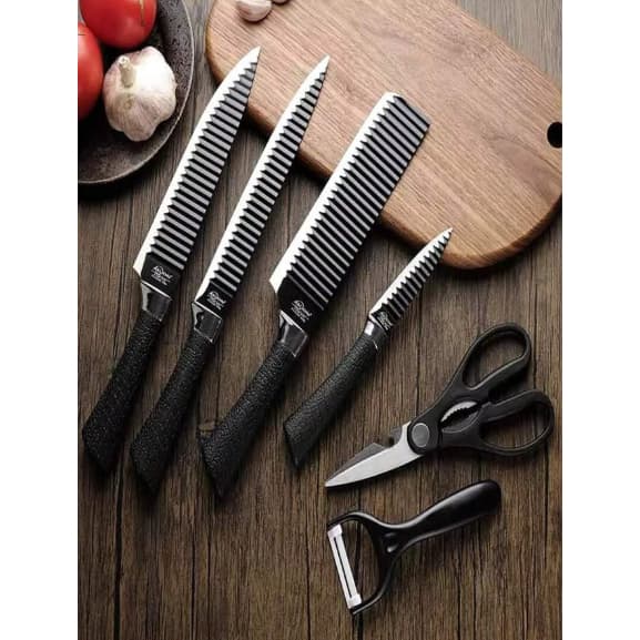 Jogo de Facas Premium 6 Pçs de Cozinha Inox Kit faca utensílio de cozinha Faqueiro