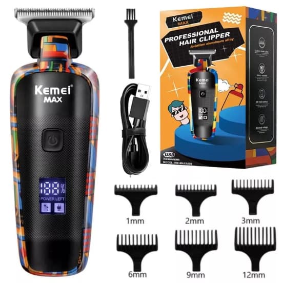 Máquina De Cortar Cabelo Profissional Elétrica Kemei Max KM-5090 Recarregável