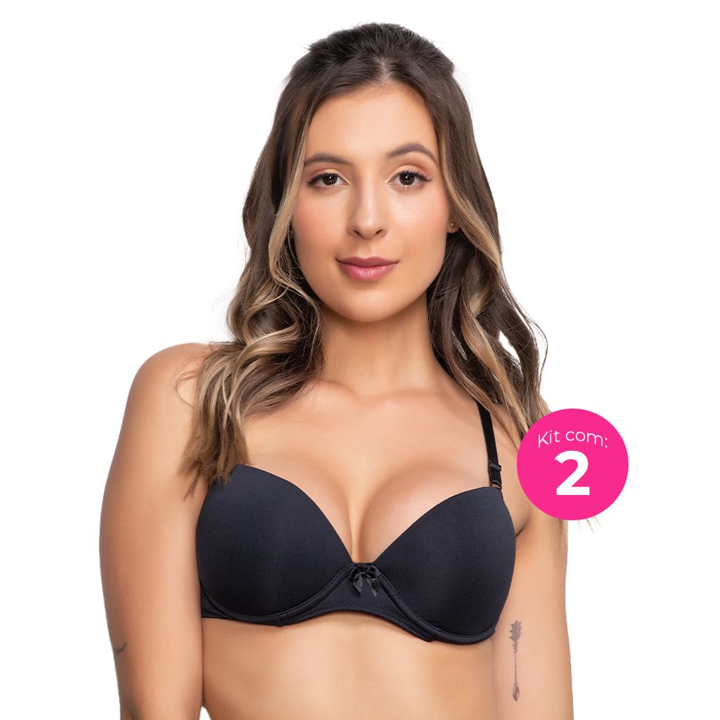 Kit 2 Sutiã Básico Com Bojo Em Microfibra Lisa, Moda Íntima, Modelo Tradicional Com Alças Ajustáveis, Confortável & Resistente, Ideal Para Uso Diário, ART ÍNTIMA