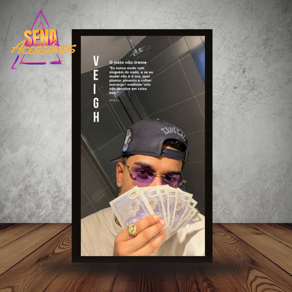 Quadro Decorativo 1 Peça Veigh Cantor Rap Trap Funk para Sala Quarto Hd Alta Qualidade