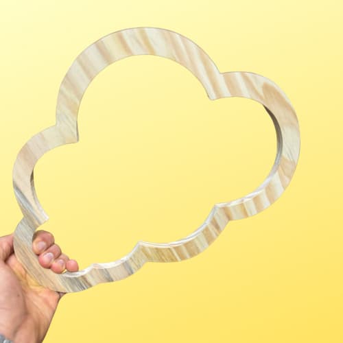 Nuvem  de MadeiraPinus  | Nuvem Porta Maternidade Decoração de Quarto Infantil 33cm x 25cm