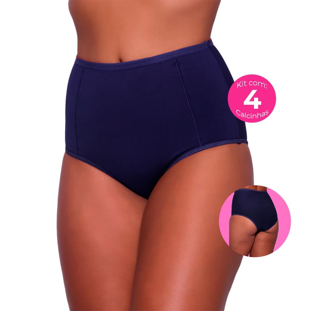 Kit 4 Peças Calcinha Cinta Cintura Alta Segura Barriga Reforçada Em Suplex,  Moda Íntima, Prática & Funcional,  Compressão Confortável, Macia & Resistente, Direto da Fábrica ART ÍNTIMA