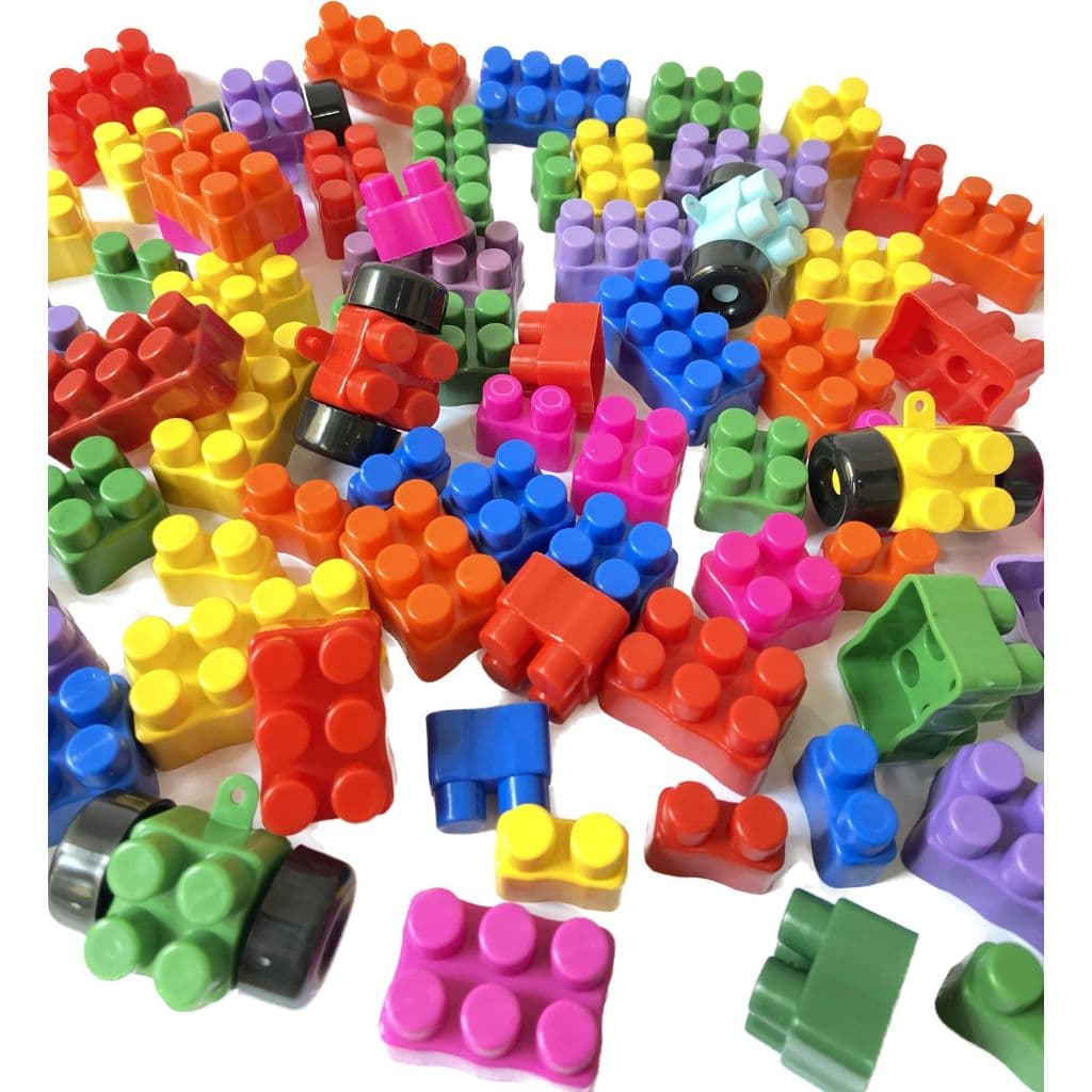 300 Blocos de Montar Educacionais + Rodinhas para criar Super coloridos